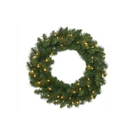 GGW PRESENTS 24 in. 200 Clear Lights Green PVC Christmas Wreath GG3857322